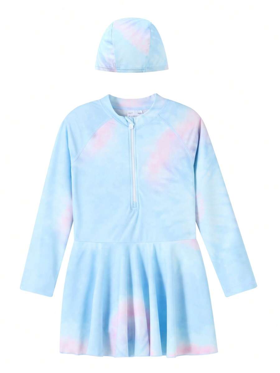 Annil Tween Girl Clothing For Girls Tween Girl Swimwear One-Piece Long Sleeve Suit Summer - Blue - View 1