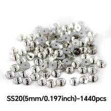 Gemas redondas de repuesto planas para coser con taladro central para cristales rhinestones -tamaños 4/5/6mm (0,157/0,197/0,236 pulgadas) color blanco y blanco AB brillante, para ropa, arte de uñas, manualidades, bodas, Día de la Madre, abaya, hiyab y decoración - 1440 piezas/bolsa