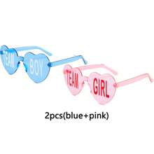 2/8/12 pz - Occhiali senza montatura per la festa del gender reveal del bambino, in blu e rosa, decorazioni per la squadra delle ragazze e la squadra dei ragazzi per la festa del gender reveal