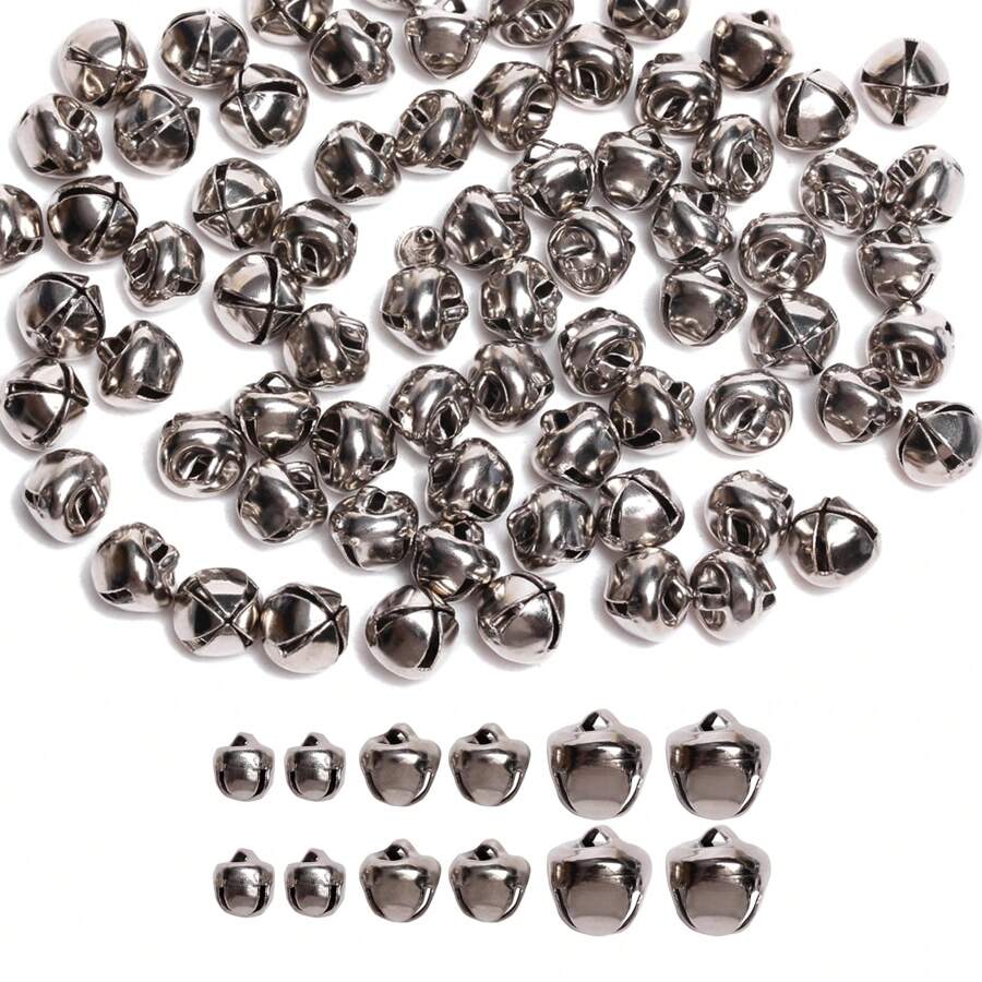 100/50Pcs/Lot 6mm/8mm/10mm Golden Nickel Color Christmas Jingle Bells Pendant DIY Mini Bell For Xmas Earrings Decoration - Nickel Color - 查看 1