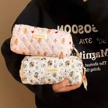 1pc Cartoon Animal Print Pencil Stationery Bag, Girls Study Stationery Organiser, College Student Writing Instrument Organiser, Desktop Storage Bag, Multi-Functional Organiser For Rulers, Writing Pens, Suitable As Back To School Gift, Birthday Gift For Teenagers, Back To School, School Supplies, Pencil Case, Pencil Pouch, School Bag