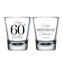 Customized 60th Birthday Shot Glass Favor, Personalized Shot Glasses For 60th Birthday Favors, 60th Birthday Party Shot Glass As Favor (260) - Multicolor - View 9