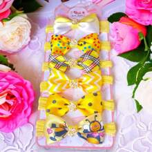 Kit 6 Mini laços de bebê Cetim laços de cabelo infantil Faixinha Tiarinha Rn Amarelo