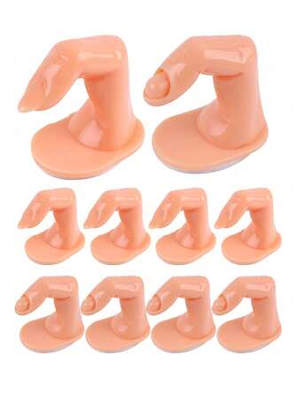 10pcs Practice Manicure Fingers With False Nails Training Fingers For Acrylic Gel Nail Art Hand Nail Art Training Display Decoration For Nail Art Beginners, And Salon Artists,Nail Supplies,Nail Tools,Nail Art Tools,Back To School,Nails,Nail Tools For Press On Nails