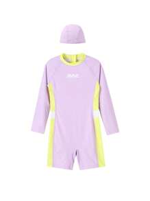 Annil Ropa para niña preadolescente, traje de baño de una pieza de manga larga para niños y niñas preadolescentes, talla mediana y grande, para el verano
