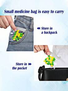 14pcs Portable Zipper Medicine Bags,For Pill/Tablet Storage, Waterproof Seal, Pouch Slide Lock Storage Bags Reusable Mini Seal Portable Medicine Baggies Self-Sealing Travel Plastic Case For Home Office Organizing Small Items