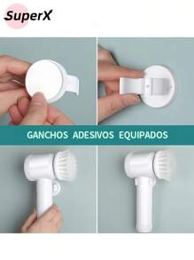 Escova Elétrica de Limpeza 5 em 1 Sem Fio Limpador Multiuso Prático Com Mais Duas Cabeças de Escova