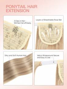 Extensiones de cabello humano con cola de caballo, extensiones de cabello con clips para uso diario, fácil de usar, extensión de cola de caballo de color natural para mujeres, larga y recta
