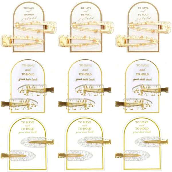 2/4/6/8/10 piezas Pinzas para el cabello con lámina, 1 tarjeta incluida por 2 pinzas, pinza para regalo de propuesta linda, favorito de fiesta de boda, fuerte antideslizante Grip, adecuado para uso diario, playa, boda