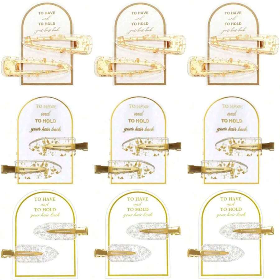 2/4/6/8/10 piezas Pinzas para el cabello con lámina, 1 tarjeta incluida por 2 pinzas, pinza para regalo de propuesta linda, favorito de fiesta de boda, fuerte antideslizante Grip, adecuado para uso diario, playa, boda