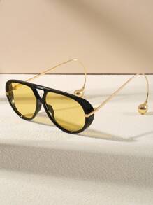 1pc Ombre Shiny Round Sexy PC (Polycarbonate) Pilot Frame Glasses With Ear Pendant, Fashion All Season For Summer Beach Vacation,Outdoor,Travel