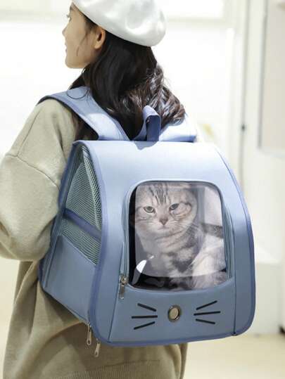 1 Mochila Transparente Para Gatos, Transportador De Mascotas Portátil y Transpirable Con Orificios De Ventilación, Bolsa De Viaje Duradera Para Gatos y Perros, Se Puede Utilizar Para Llevar Mascotas y Sacarlas a Caminar, Suministros Para Mascotas