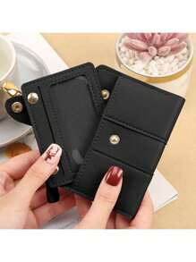 Women's Large Capacity Snap Fastener Coin Purse Foldable Multi-Function Clutch Bag With Multiple Zippers & Card Slots For Women Wallet Mini Wallet Purse Wallet Small Wallet - Black - View 2