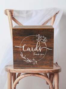 1 pieza Caja de tarjetas de boda de madera rústica con ranuras, adecuada para contener invitaciones de boda, regalos y efectivo, también aplicable para baby shower, despedida de soltera, ceremonia de graduación, suministros para fiestas de boda y decoraciones de boda - Multicolor - Ver 3