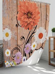 1 Stück / 4 Stücke farbenfrohe abstrakte Blumen Kunstwerke Multifunktions Badezimmer wasserdichter Duschvorhang mit 12 Haken, rutschfeste Badmatte, U-förmige Toilettenvorlage und runde Toilettendeckelabdeckung, Badezimmer Set für alle Szenarien Schulanfang