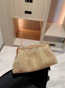 Or With Crystals, Glamorous Formal Handbag With Sparkling Crystals, Exquisite Evening Dress Accessory Suitable For Weddings, Formal Events, Parties, Birthdays - Perfect Gift - Rose Gold - View 2