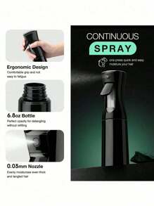 Juego de 7 piezas de cepillos y peines para el cabello, incluye: 1 botella de spray de 200ml, 1 bucle para trenzar el cabello, 1 cepillo de teasing, 1 peine con punta de rata, 1 peine separador de rayas para teñir el cabello, 1 cepillo desenredante para cabello rizado, cabello negro, afro de textura 3a a 4c ondulada, para cabello húmedo/seco/largo y grueso rizado, que exfolia el cabelludo para lograr rizos hermosos y brillantes (negro, rosa, morado) - Negro - Ver 7