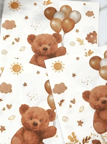 50pcs/25pcs, 13*13IN/33*33CM Brown Teddy Bear Themed Disposable Paper Napkins, Suitable For Various Theme Parties And Daily Use, Enhance The Festival Atmosphere