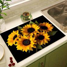 1pc Sunflower Pattern Printed Absorbent Mat, Home Decor, Suitable For Espresso Machine Countertop, Sink Drain, Faucet, Bathroom Vanity, Kitchen & Bathroom Accessories - FULSD283 - View 7