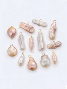 1PC Natural Fresh Water Baroque Pearl Elegant Stainless Steel Bent Pin Pendant DIY Necklace Earrings Jewelry - Multicolor - View 11