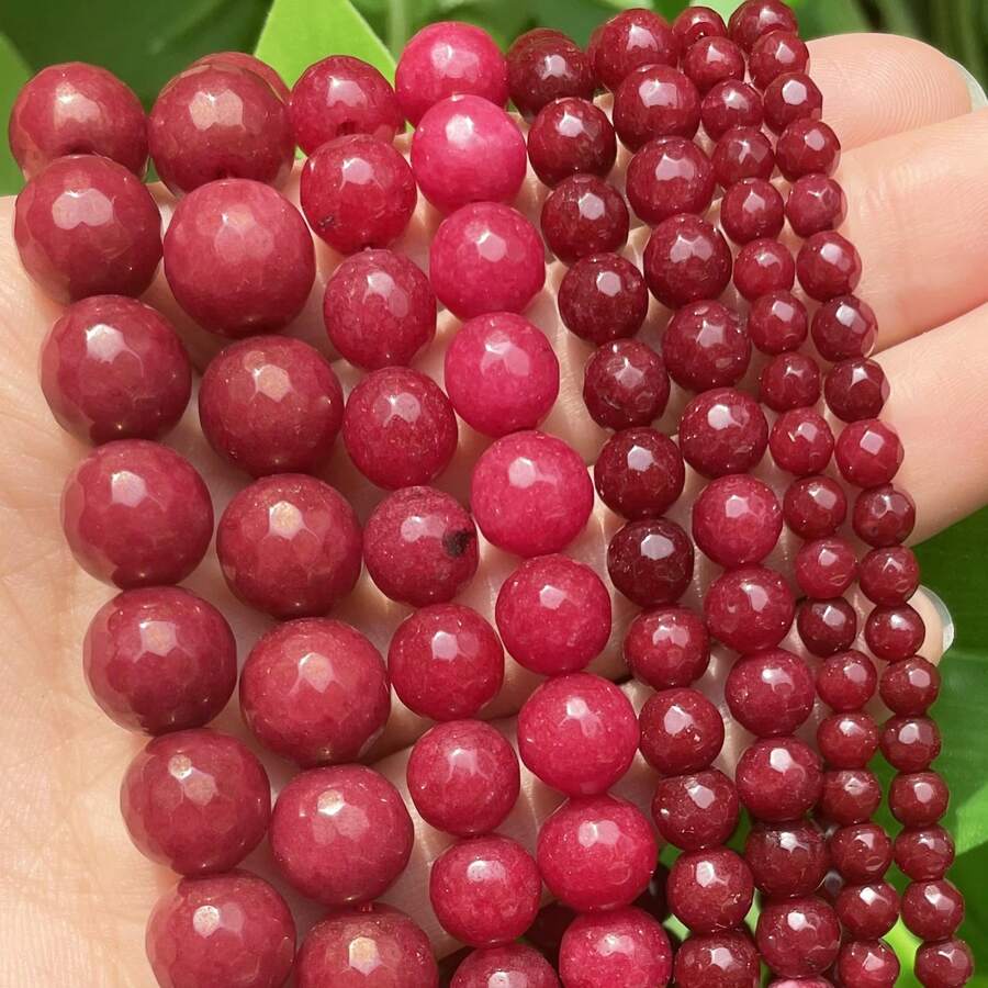 4-12 毫米天然宝石红色刻面玉髓珠 - 华丽的散装隔珠，适合制作珠宝 DIY 手链项链，非常适合女性工艺项目和礼物创意