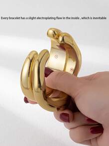 3 Pcs Golden Color Stacked Chunky Cuff Bangles Set For Women, Asymmetric Shape Women Chunky Wrist Cuffs Set, Chunky Statement Bracelets Jewelry, Women Gift Set