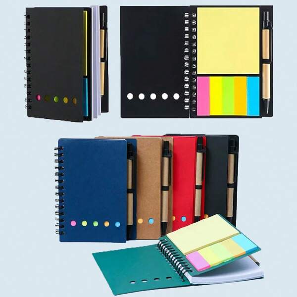 5 pièces/set Cahiers à spirale lignés, petits blocs-notes et trousses à crayons, bloc-notes de poche, convient pour les entreprises, le bureau, les fournitures scolaires, les fournitures scolaires, la rentrée scolaire