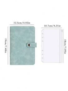 1 件 A6 仿皮纽扣封口活页夹，含 12 个现金信封、6 个活页袋、2 个标签，适用于文具、卡片、收据、现金存储，适用于办公室、学校、家庭使用、便携式、储蓄计划、双周储蓄计划、10000 储蓄计划、储蓄策略 - 青碧色 - 查看 2