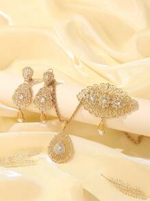 新娘首饰套装 - 胸针、耳环、项链、女士首饰套装、法式复古风格、婚礼派对节日礼物 - 彩色 - 查看 9