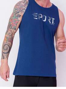 Men Tank Tops - Navy Blue - View 2