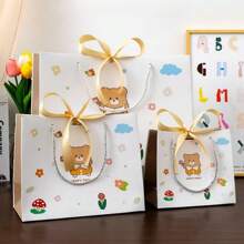 Bolsa de regalo con diseño de oso de dibujos animados, cinta, adecuada para festivales, cumpleaños, fiestas, empaque de regalo diario, bolsa de empaque del Día de San Valentín