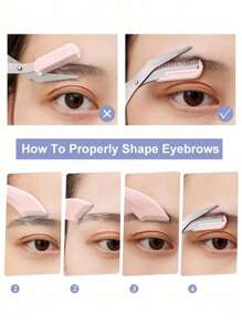 4pcs/2pcs/1pc Stainless Steel Eyebrow Trimmer Scissors Set With Comb, Suitable For Any Skin Type Beauty Tools, Unisex, Can Be Used For Depilation, Makeup, Home Decor, Vanity, Travel, Bedroom And More. Versatile Product Includes Makeup Accessories, Eyebrow Scissors, Christmas Gift And Others. - White - View 4