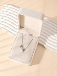 1 Fashion Simple Stainless Steel Love Letters Ladies Pendant Necklace Suitable For Ladies Daily Wear Holiday Dating Gift Jewellery Mother's Day Gift (With Gift Box)