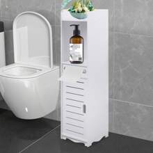 Armadio contenitore per il bagno, porta-rotolo di carta igienica, mobiletto di archiviazione per bagno da posizionare accanto al water per spazi ridotti, con porta-rotolo, adatto per bagno, soggiorno e altro - decorazione bianca per il bagno di casa, organizzatore di make-up estivo, per la ripresa della scuola