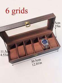 1pc Leather Watch Storage Box, Dust-Proof Glass Cover Watch Box, Bracelet Necklace Jewelry Display Case, High-End Home Watch Collection Box Back To School