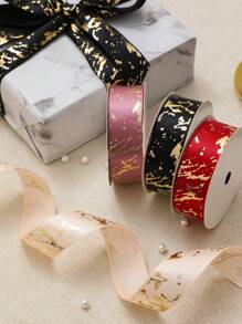 5 米/卷 2.5 厘米宽聚酯箔大理石图案包装丝带，礼品/花卉包装缎带 - 紅色 - 查看 4