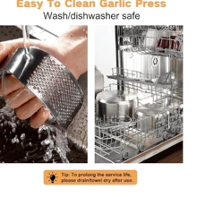 Manual Ring-Shaped Stainless Steel Garlic Press For Household Garlic Mincing And Garlic Mashing, Stainless Steel Garlic Pressure Rocker, Ergonomic Garlic Crusher With Handle, Rust-Proof Kitchen Garlic And Ginger Tools, Herbal Tools - Silver - View 5