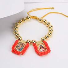 1 Pulsera con medalla de escapulario chapada en oro, cuentas de cobre, Virgen María de Guadalupe, joyería religiosa de regalo - Brazalete encantado - Ver 12