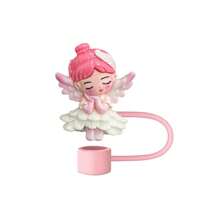 Angel Girls Straw Toppers, Dust-Proof & Reusable Straw Covers For 0.4" Diameter Straws, Decorative Straw Tip Design, Perfect For Holiday Celebrations & Everyday Use,School Supplies