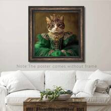1pc Customizing A Unique Pet Portrait On Canvas, Featuring A Queen Dog, Personalized Royal Pet Artwork, Renaissance-Style Cat Posters, And Royal Animal Prints For Home Decor In The Bedroom, Optional Frame