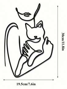 Fashionable Metal Wall Art - Cat Line Decor, Unique Modern Home Decor, Perfect Gift For Cat Lovers Gifts Birthday Graduation - Black-d - View 7