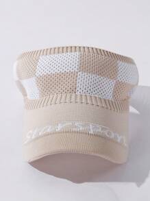Tweekleurige geruite letter casual bohemian polyester hardlooppet, winddichte uv-bescherming decoratie, lente/zomer