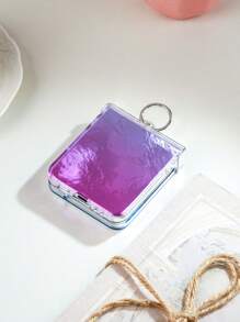 1pc Shiny Icy Gradient Holographic Paperboard Electroplated Kickstand Protective Phone Case Compatible With Samsung Galaxy Z Flip3 5G, Galaxy Z Flip4 5G, Galaxy Z Flip5 5G, Galaxy Z Flip6 5G, Anti-Fall, Shock-Resistant