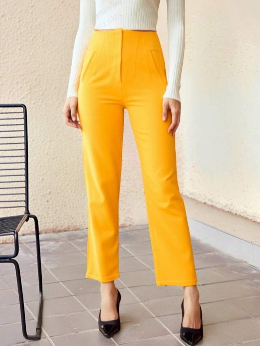 Women Pants - 黃色 - 查看 1