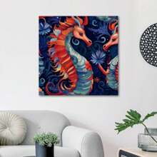 1 Piece Home Decor Wall Framed Canvas Seahorse Pattern Home Decor Framed Canvas Wall Art Paintings For Living Room - Canvas Framed Print Wall Artworks Bedroom Decoration Office Wall Decor