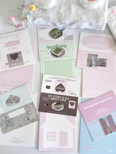 10Pcs INS Korean Cute Cartoon Letter Card Head Kpop 3-Inch Photo Card Packing Decor Cardstock Lovely Girl Card Hairpin Packaging Back To School