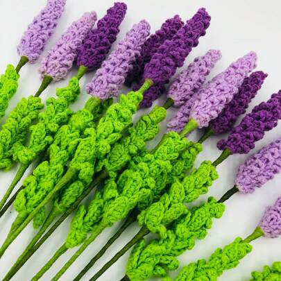 onEternal Cành hoa oải hương đan móc thủ công, hoa khô trang trí nhà cửa, quà tặng, bó hoa trang trí.