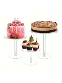 透明亚克力蛋糕架，可拆卸婚礼生日蛋糕架，婚礼甜点展示架 - 無色 - 查看 1