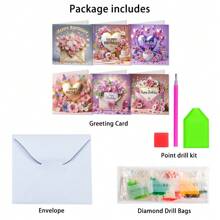 1 Set Of 6 Diamond Painting Greeting Card DIY Kit, Handmade Gift For Birthday, Love One - Multicolor - View 6