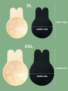 1pair Reusable Plus Rabbit Ear Nipple Covers, Invisible Silicone Adhesive Bra Pasties For Sports And Push-Ups